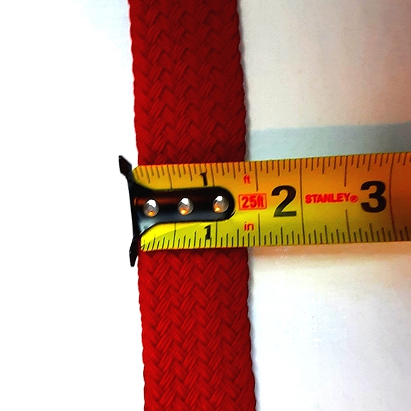 Red Woven Belt, Leather, Metal Buckle - Picture 4 of 6